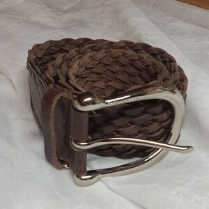 Michael kors brown leather braided belt size large